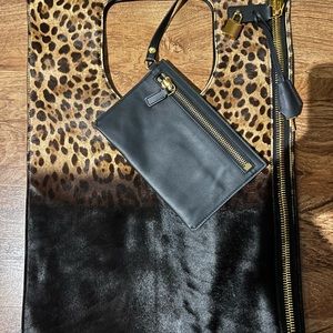 Authentic Tom Ford Ombré Leopard Calf Hair Top Handle Bag